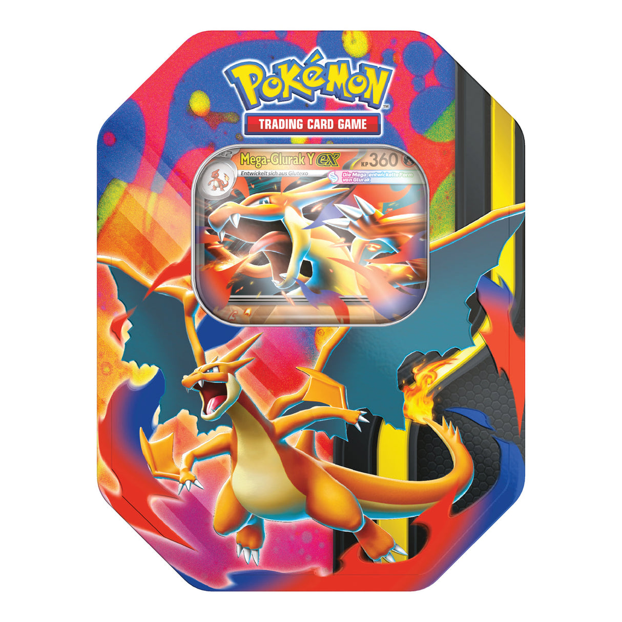 Pokémon TCG Mega-Glurak Y-ex Tin-Box Deutsch – 4 Boosterpacks & Promo