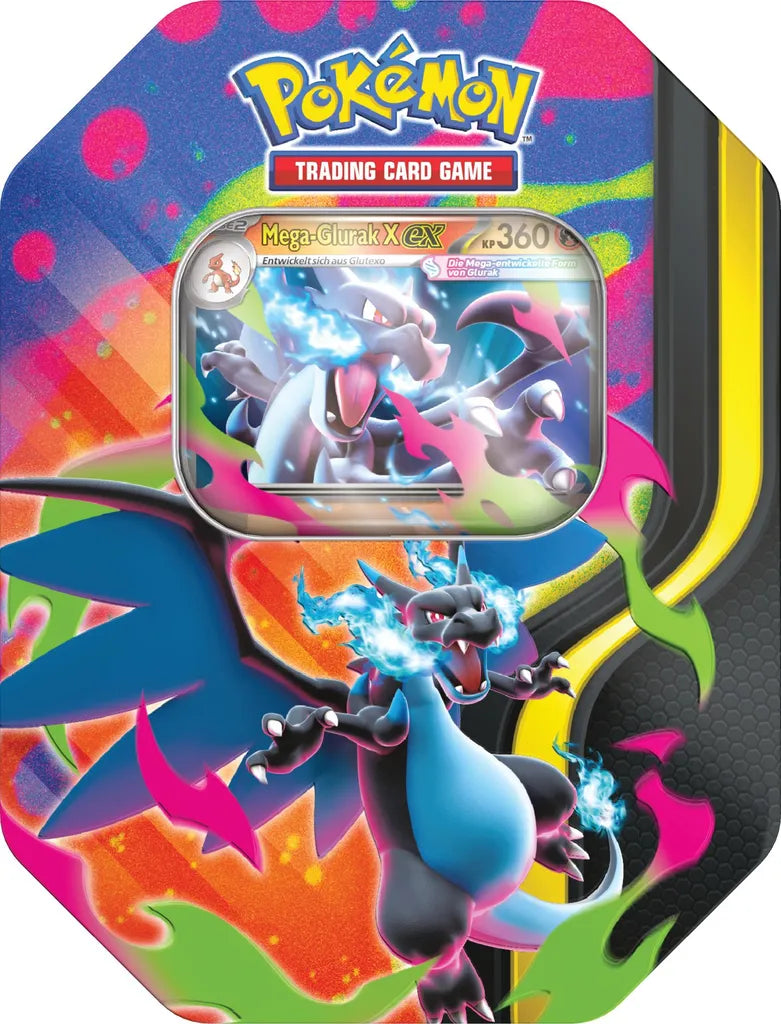 Pokémon TCG Mega-Glurak X-ex Tin-Box Deutsch – 4 Boosterpacks & Promo