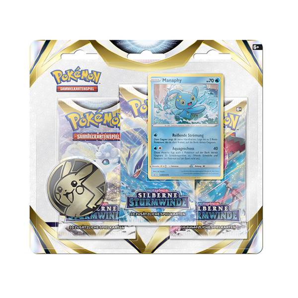 Pokemon Silberne Sturmwinde 3-Pack-Blister Manaphy (deutsch)